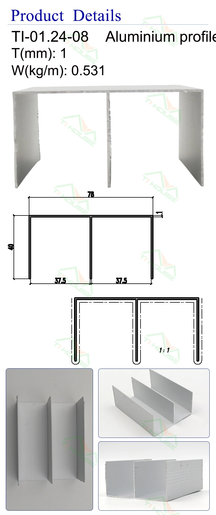 Aluminum Profile Rail Building Material Aluminum Profile for Kitchen Cabinet