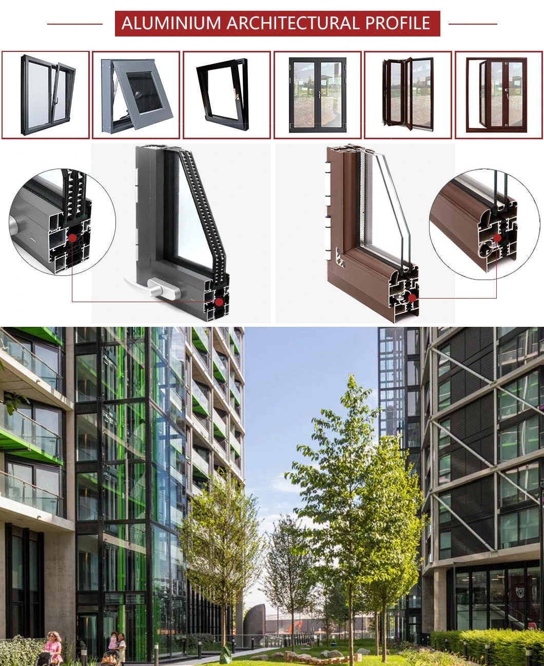 Aluminum/Aluminum Extrusion Profile for Window Door House Building