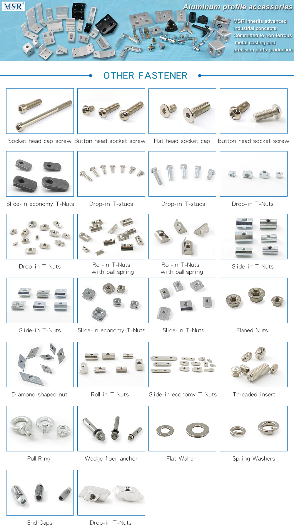 China Manufacturer M8-30 Aluminium Material Cheap T Nuts for 3030 Aluminum Profile