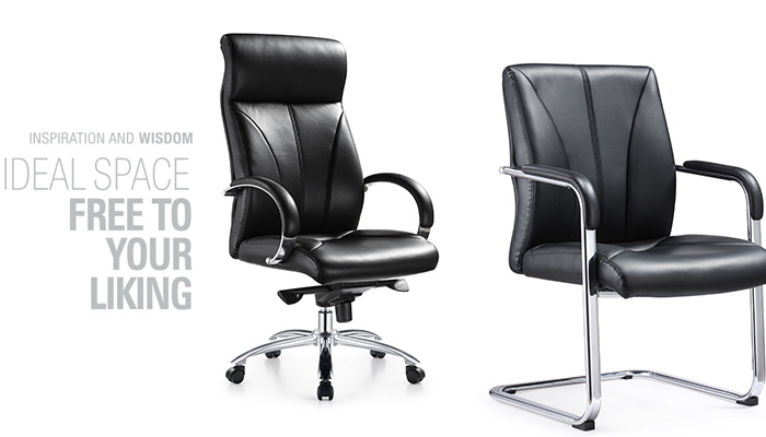 Black Leather Modern Office Furniture Visitor Reception Office Chair
