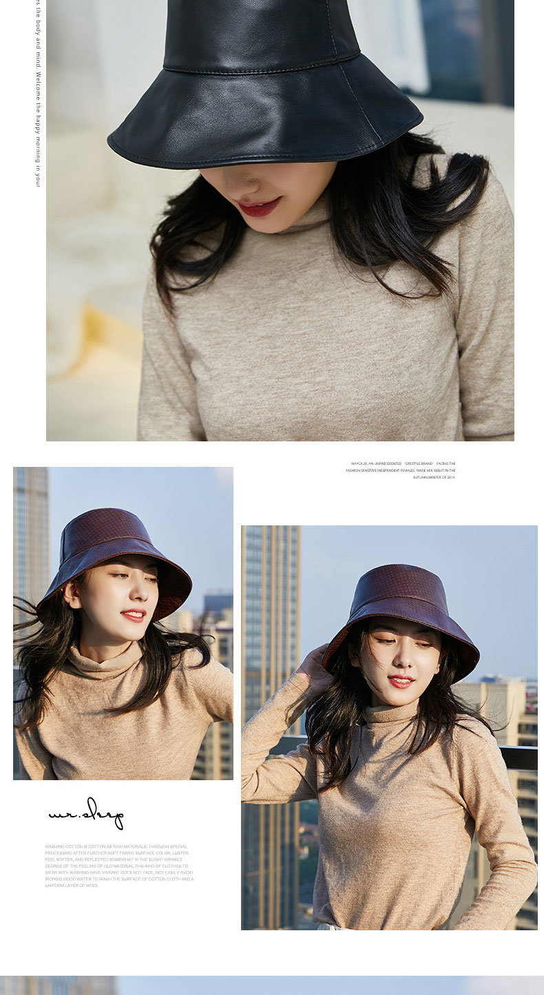 Black Sheepskin Fisherman Hat Female Sun Visor Hat Bucket Hat Sunscreen Cover Face Big Brim Cap