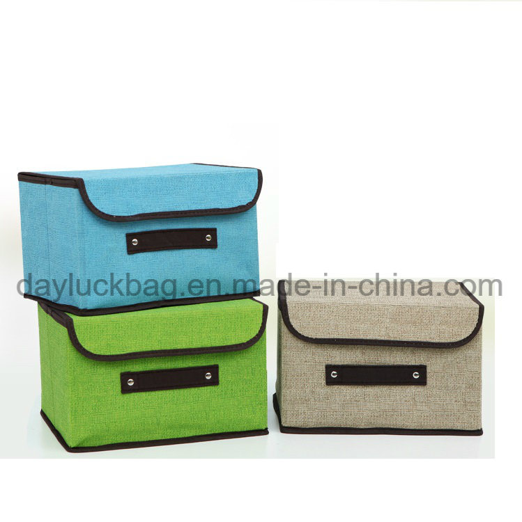 Custom Foldable Closet Cube Large Non Woven Storage Box with Lid and Cover