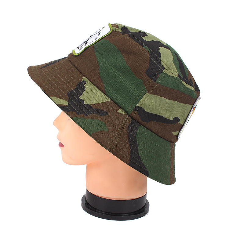 Custom Cotton Camo Hat Bucket Hat with Animal Patch Label