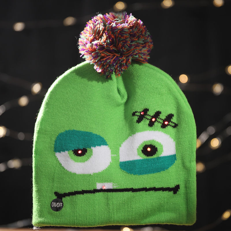Fashion Christmas Decorations Adult Children Knitted Luminous Hats