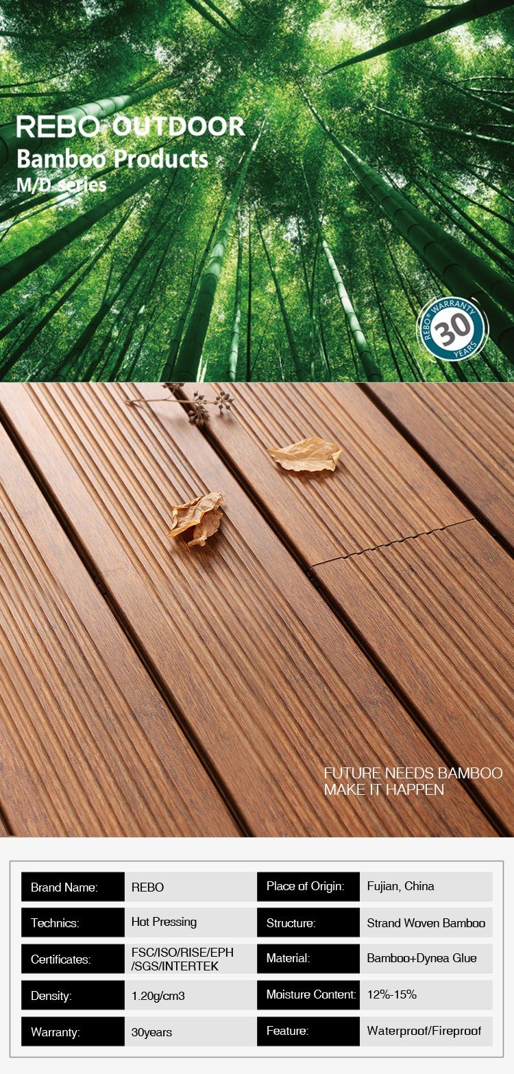 Quick Installation Hot Distressed Bamboo Flooring Outdoor