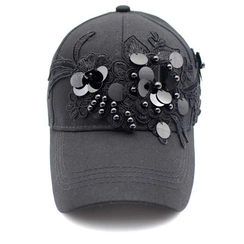 Women's Bling Baseball Cap Hat Adjustable with Floral Sequin Hat