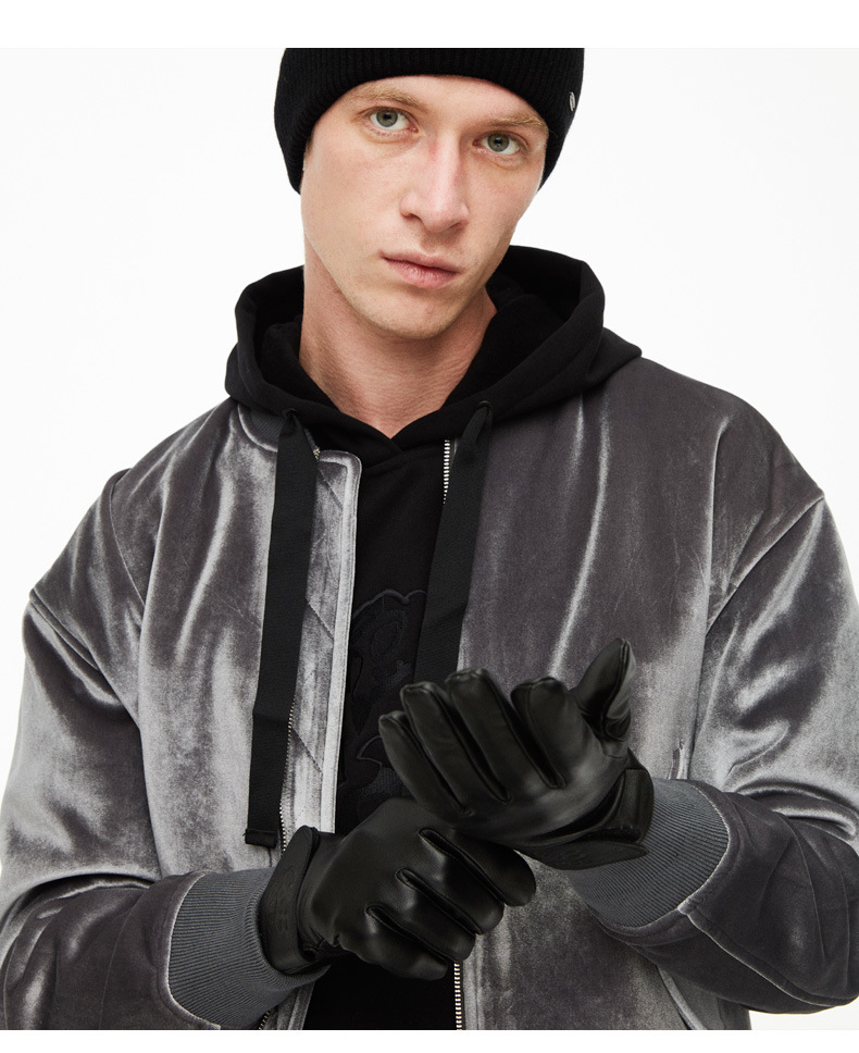 Sheepskin Gloves Winter Fleece Warm and Windproof Driving and Riding Touch Screen Leather Gloves 4