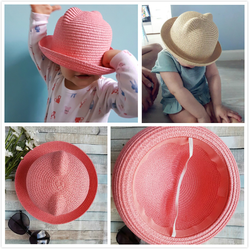 Fashion Ears Straw Hats Baby Hats Children Summer Cap Kids Beach Caps