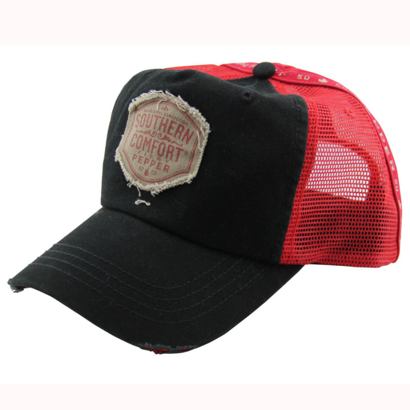 Popular Washed Print Applique Sport Twill Trucker Hat (TRT13015)
