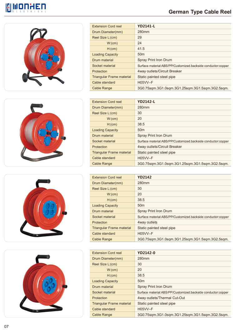 Electric Extension Cable Reel with 16A 3pin Plug and Children Protect