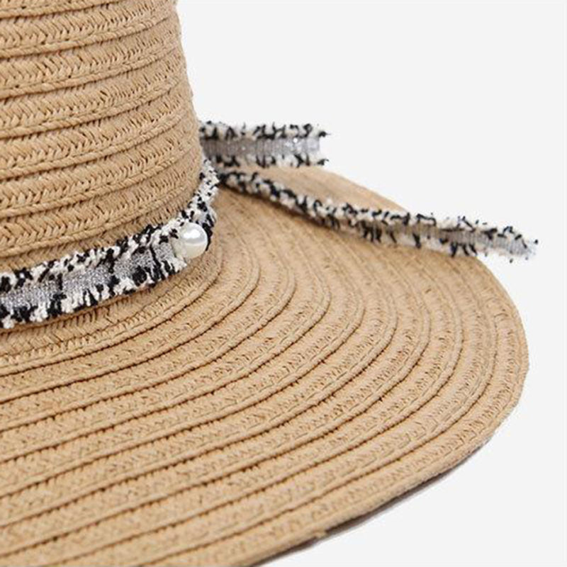 Customized Logo Wide Brim Summer Beach Straw Hat for Women