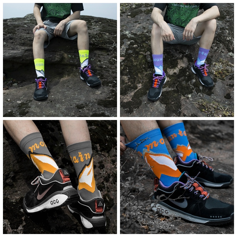 Custom Logo Design Cotton Casual Mountaineering Socks