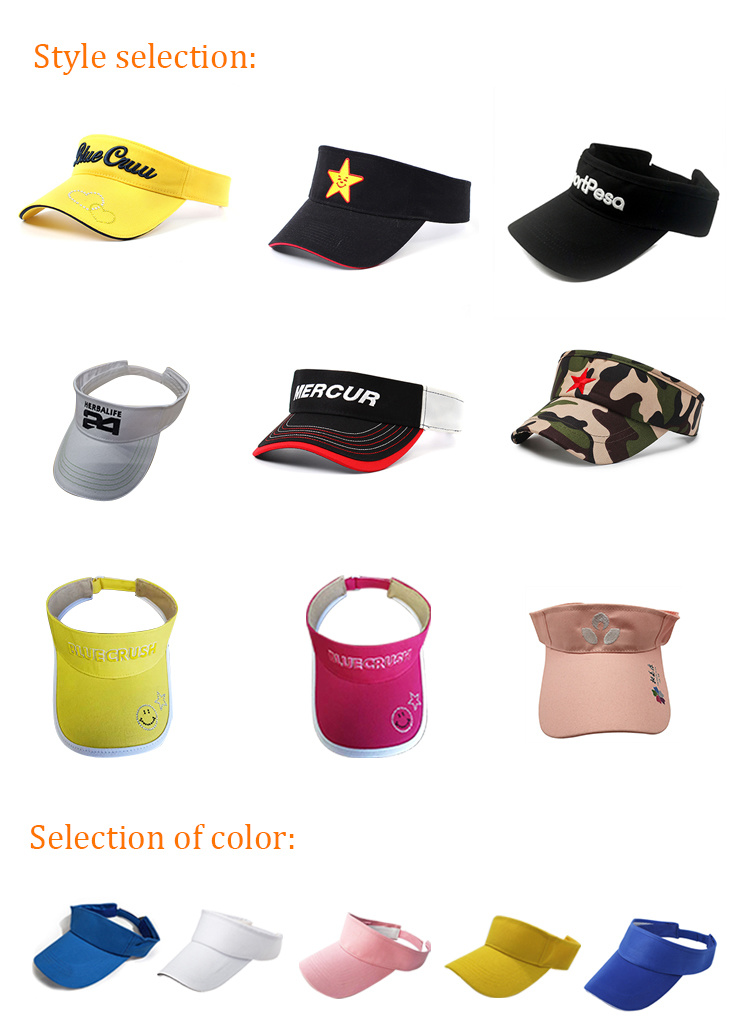 Visor Hat Vendor Custom Sun Sports Visor Cotton Hat for Men Women