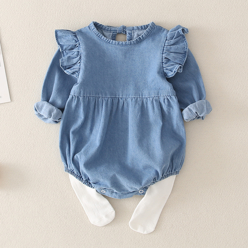 Baby Jumpsuit Spring and Autumn Clothing Denim Shirt Baby Clothes