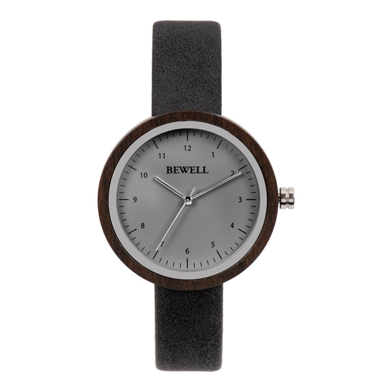 Simple Style Grey Oil Dial Leather Wooden Fine Gift Watches