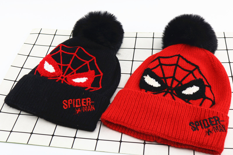Fashion Winter Warm Knitted Cap Spiderman Hat for Children and Baby