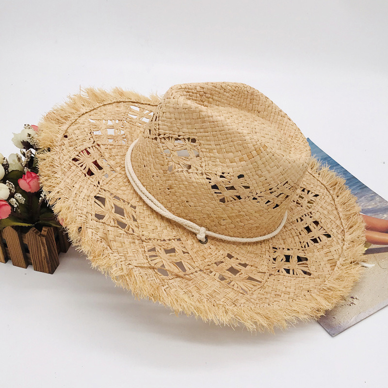 Burrs Straw Hat, Lafite Hand-Woven Cowboy Hat, Seaside Straw Hat, Beach Straw Hat, Men's Hat, Women's Hat