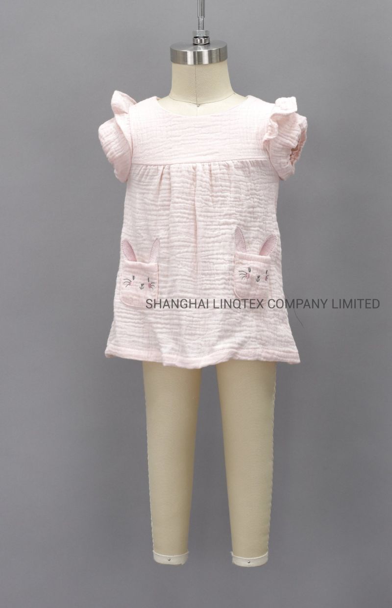 Pink Gauze Cotton Baby Girl Cute Skin-Friendly Cotton Dress