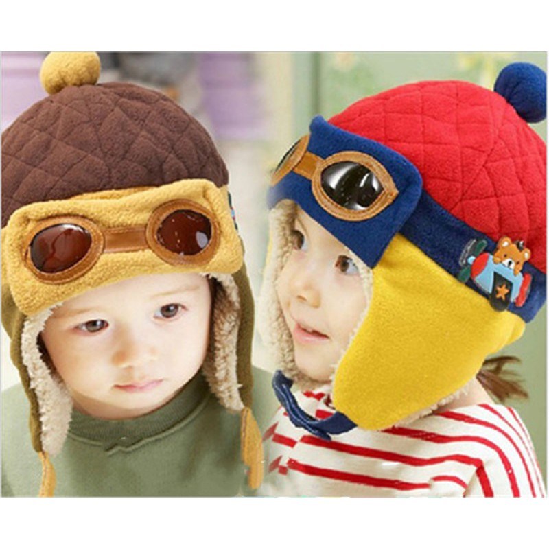 Children Toy Caps Winter Warm Baby Hats Toddlers Boys Girls Pilot Caps Eargflap Hat Winter Warm Cap Child Holiday Party Hats
