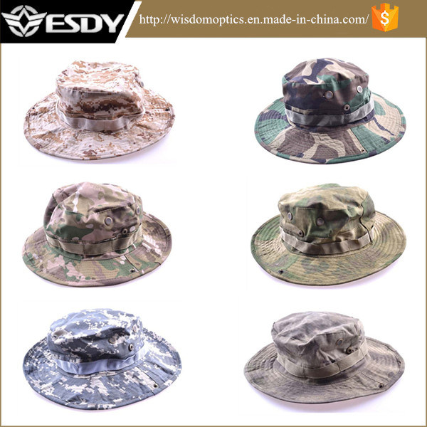 Military Camo Fisherman Camping Hunting Bucket Hat with Wide Brim