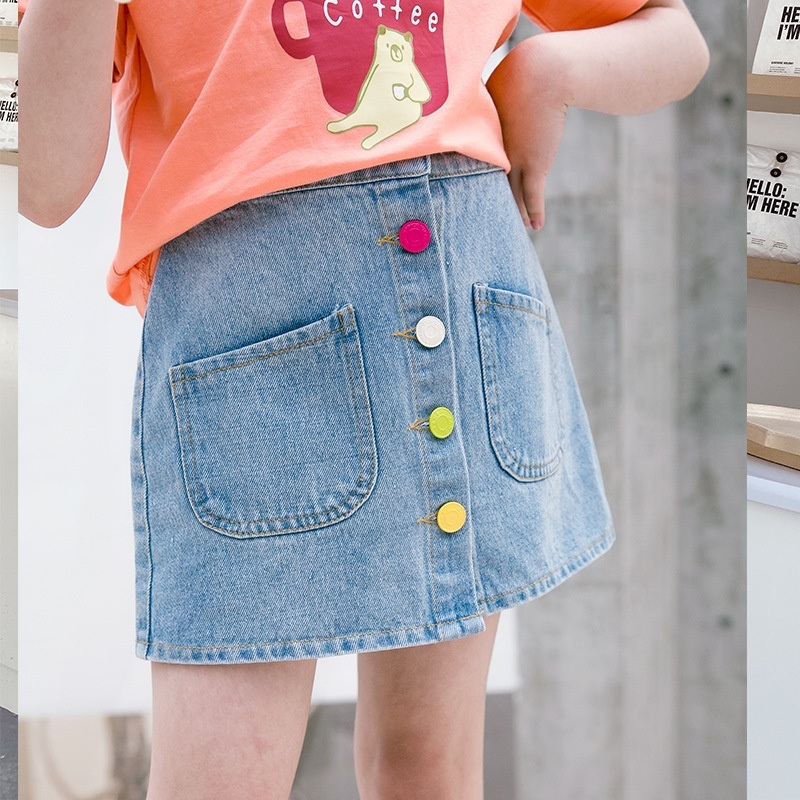 Western Style Children's Denim Skirt Middle School Children's Skirt Summer Fashionable Skirt