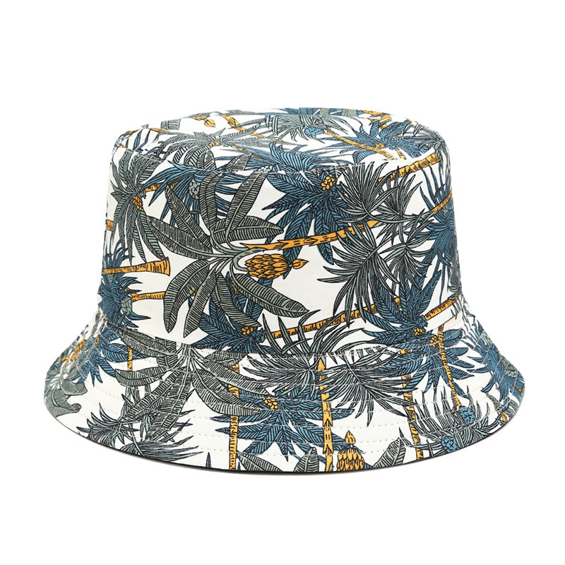 Unisex Fashion Musa Basjoo Tree Prints Bucket Hat Japanese Fiber Banana Tree Reversible Hat Street Foldable Hat