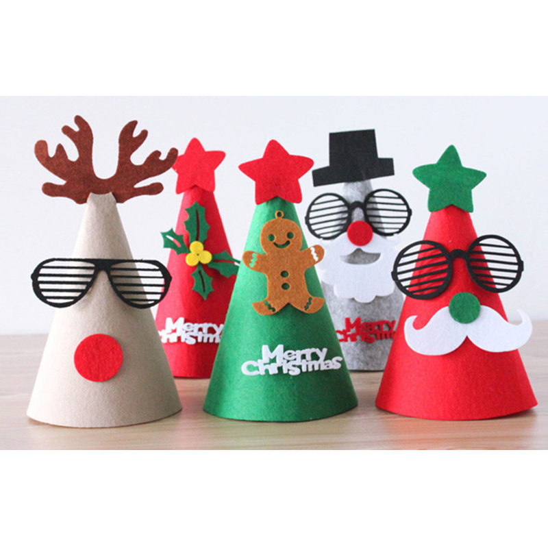 Christmas Party Props Party Festival Decoration Snowman Santa Hats Kids Hat DIY Felt Christmas Hat