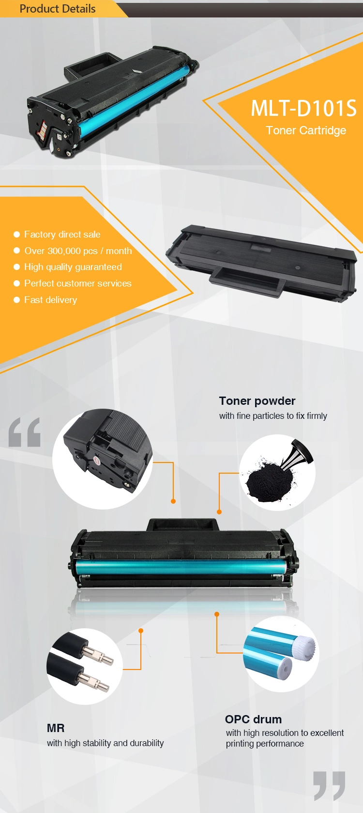 Mlt D101s Universal Compatible Black Toner Cartridge for Samsung Printer