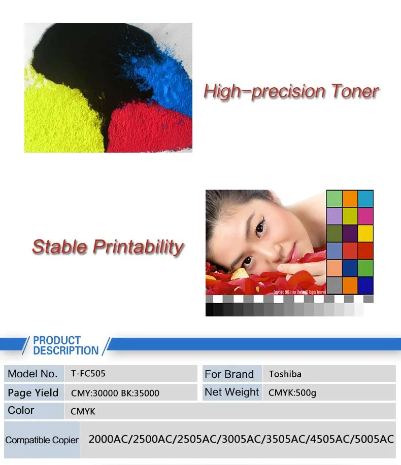 Compatible Color Toner Cartridge T-FC505 for Toshiba E-Studio 2000AC/2500AC/2505AC/3005AC/3505AC/4505AC