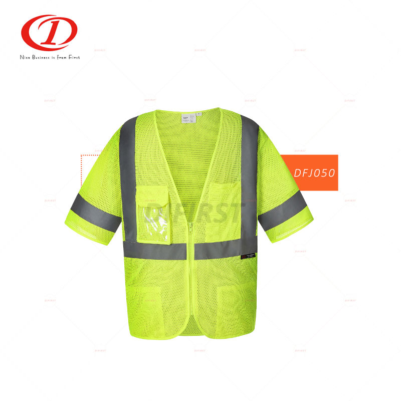 Safety Vest with Short Sleeve with PVC Pocket