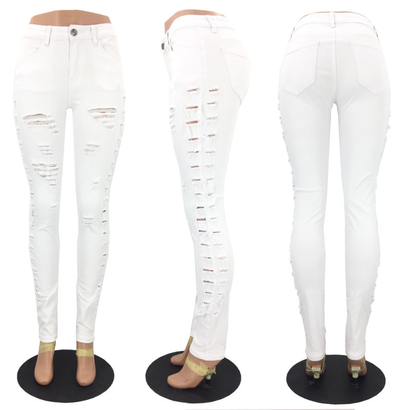 2020 Stretch Skinny Distressed Jeans Knee Rips Jeans