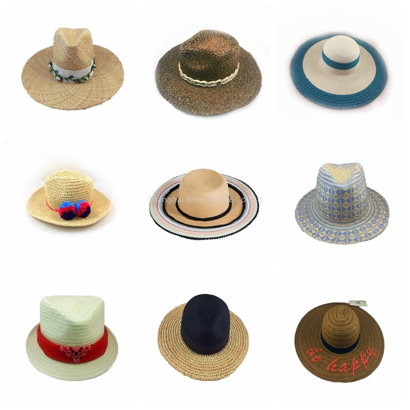 Hot Sale Round Raffia Wide Brim Straw Hats Summer Sun Hats for Women