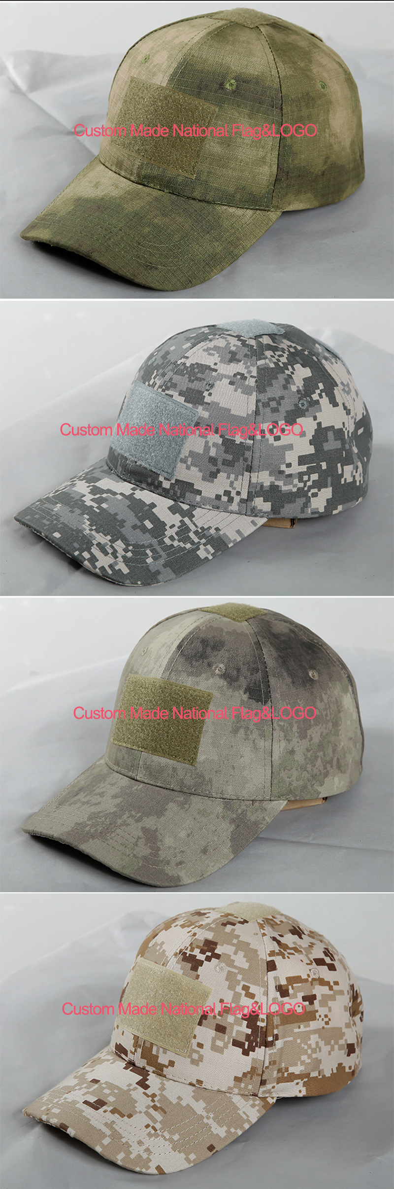 Custom Military Hat Embroidery Patch Vintage Camouflage Caps Desert Camo Baseball Cap