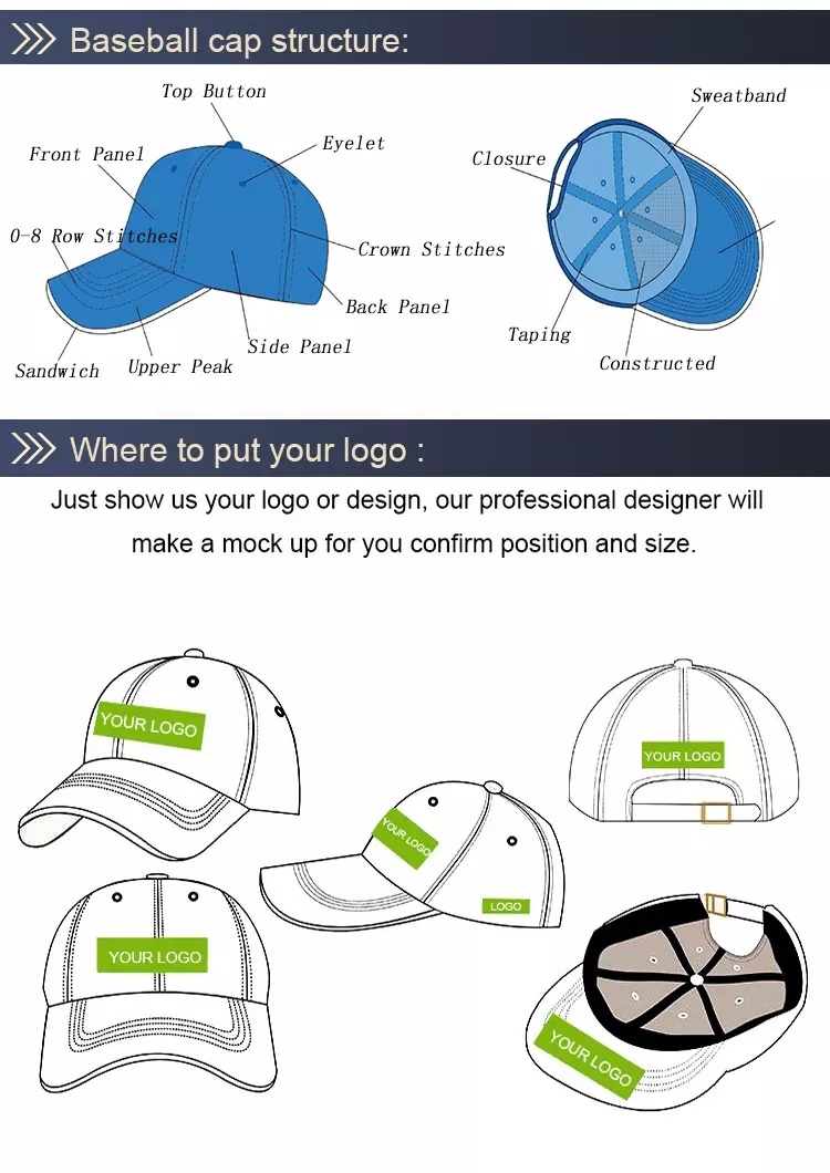 6 Panel Custom Logo Mens Embroidered Baseball Cap