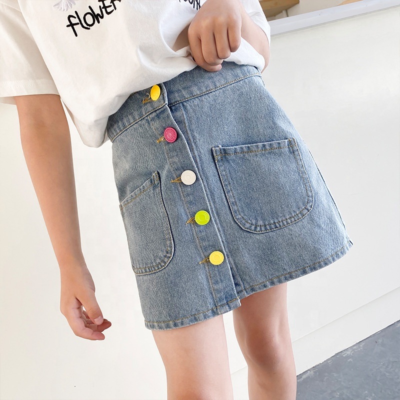 Western Style Children's Denim Skirt Middle School Children's Skirt Summer Fashionable Skirt
