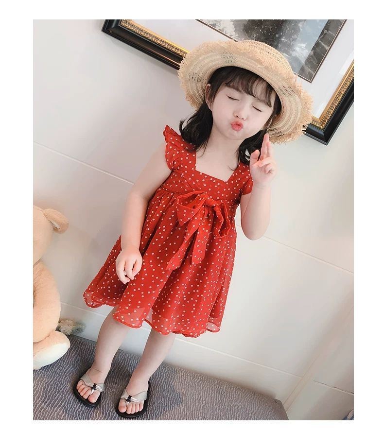Girls' Dresses Chiffon DOT Princess Dresses for Children in Summer Girls' Summer Dresses Little Girls' Net