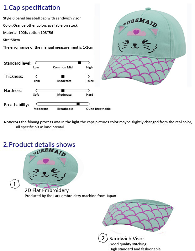 Embroidery Hats Baseball Snapback Cap Wholesal Hats for Kids