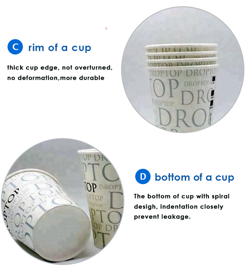 Disposable Eco-Friendly Paper Cup 8oz Single Paper Cup with Lid, Sleeve and Straw