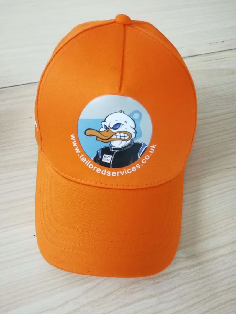 Orange 5 Panel Promotion Cheap Customized Logo Printed Baseball Cap