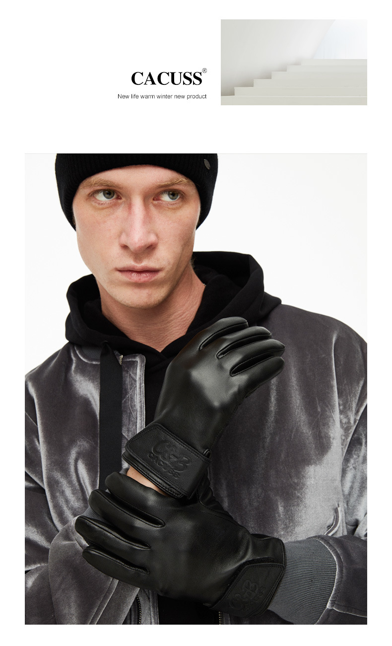 Sheepskin Gloves Winter Fleece Warm and Windproof Driving and Riding Touch Screen Leather Gloves 5