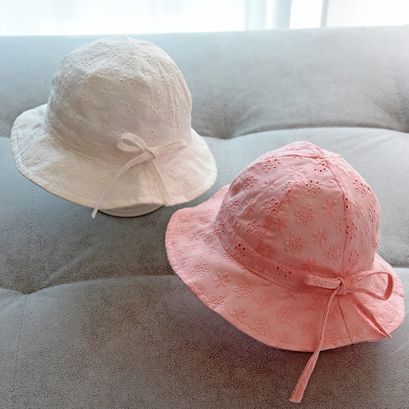 Cotton Big Brimmed Hat Basin Hat Children Bow Fisherman Hat