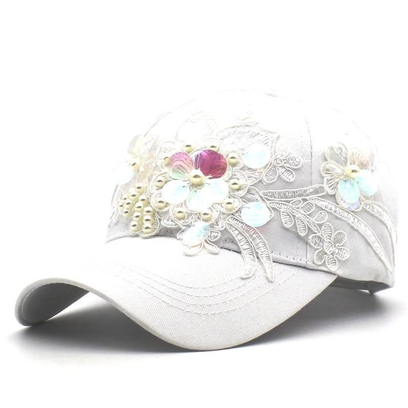 Women's Bling Baseball Cap Hat Adjustable with Floral Sequin Hat