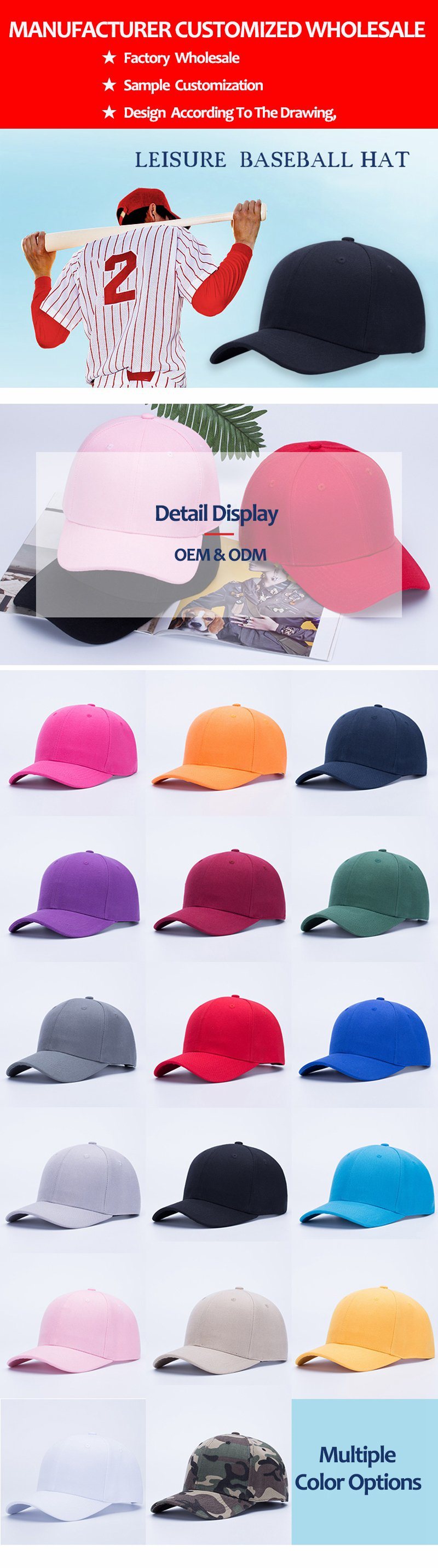DIY Washed Cotton Baseball Cap Hat Worn Baseball Cap Fitted Hat