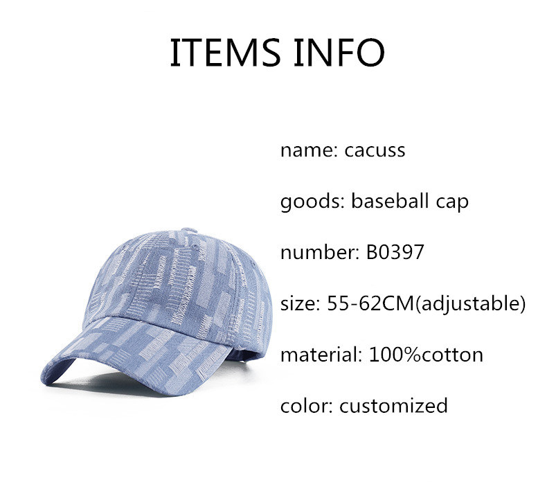Custom Baseballcap Hat, Unisex Jeans Fashion Design Hat, 6 Panels Sport Caps 5