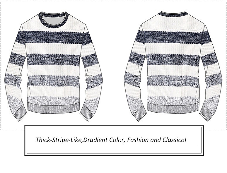 ODM Acrylic Wool Nylon Striped Jumper Men Sweater
