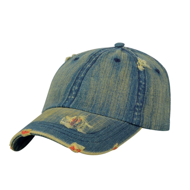 3D Embroidery Company Logo Washed Denim Distressed Hat