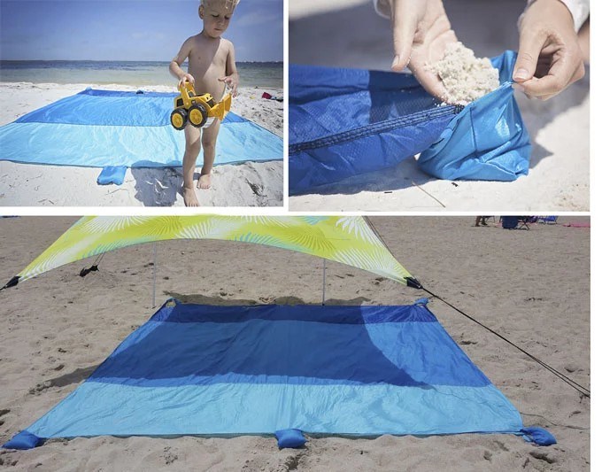 Custom Outdoor Camping Nylon Pocket Compact Sand Proof Beach Blanket