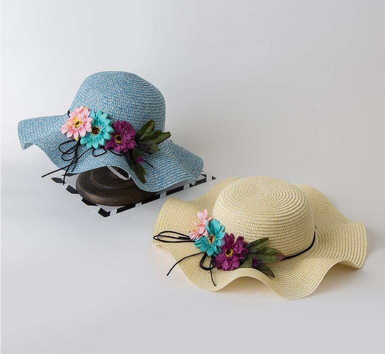 Summer Hat Beach Cap with Foldable Wavy Edge Sun Protection Hat Straw Hat
