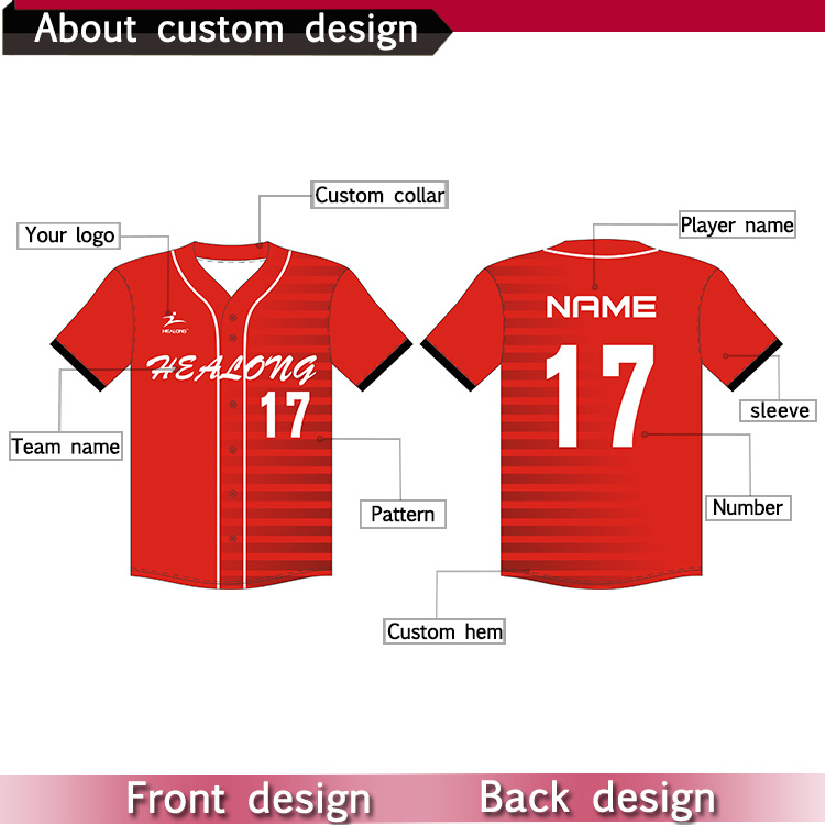 New Design Logo with Embroidered Sublimation Baseball Jersey Cheap Custom Baseball T Shirts