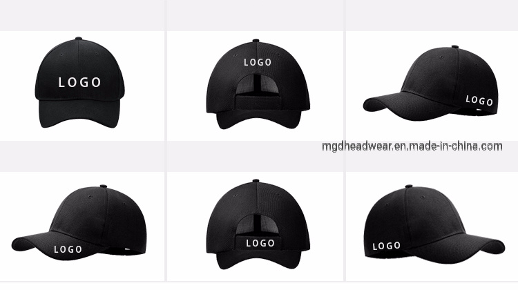 Lower Price Embroidered Logo 6 Panel 100% Cotton Hat Black Baseball Cap Men